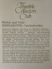 Bernadotte наперсток Mother and Child, коллекционный, винтажный, Thimble Collectors Club, Чехословакия, 1993 год