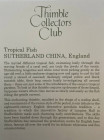 Коллекционный винтажный наперсток Tropical Fish с шляпкой в форме раковины, изготовленный Sutherland специально для Thimble Collectors Club. Англия, 1994-й год