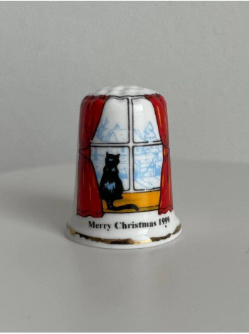 Винтажный коллекционный наперсток Christmas 1999, выпущенный специально для Thimble Collector Guild к Рождеству 1999 года