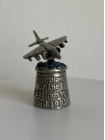 Винтажный коллекционный наперсток из пьютера Sea Harrier от Warwick Thimbles с фигуркой британского самолёта военно-морского флота Sea Harrier