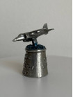 Винтажный коллекционный наперсток из пьютера Sea Harrier от Warwick Thimbles с фигуркой британского самолёта военно-морского флота Sea Harrier
