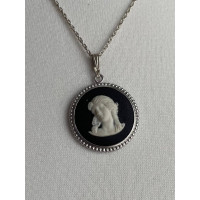 Винтажная подвеска круглой формы редкого дизайна от Wedgwood чёрный Jasper