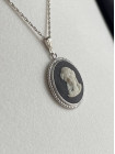 Винтажная подвеска круглой формы редкого дизайна от Wedgwood чёрный Jasper