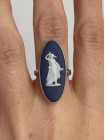 Редкое винтажное серебряное кольцо овальной формы от Wedgwood синий Jasper