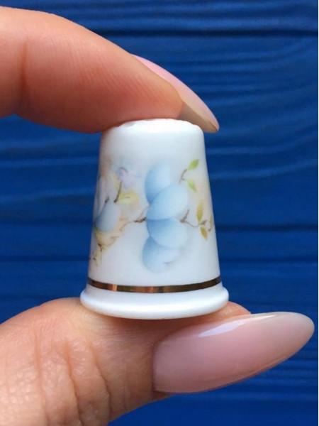 Avonvale наперсток Blue Satsuma, винтажный, коллекционный, фарфоровый, Thimble Collectors Club