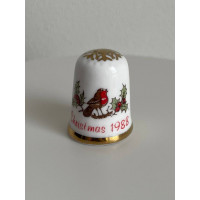 Caverswall наперсток Christmas (Рождество) 1988, винтажный, коллекционный, фарфоровый, Thimble Collectors Club