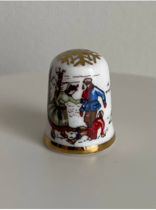 Caverswall наперсток Christmas (Рождество) 1988, винтажный, коллекционный, фарфоровый, Thimble Collectors Club