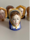 Комплект винтажных наперстков Henry VIII and his wives из коллекционной серии Tudor Collection от Francesca Art. Англия, 1985 год