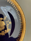 Limoges миниатюрная тарелка, винтажная, фарфоровая, интерьерная, кобальт Лимож, галантная сцена