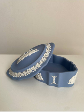 Wedgwood шкатулка, винтажная, коллекционная, бисквитный фарфор, джаспер, Путти, 1974 год