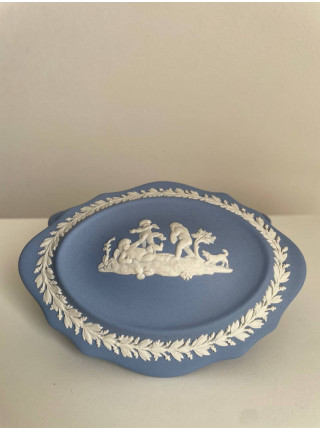 Wedgwood шкатулка, винтажная, коллекционная, бисквитный фарфор, джаспер, Путти, 1974 год