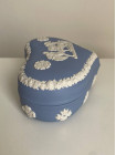 Wedgwood шкатулка в форме сердца, винтажная, коллекционная, бисквитный фарфор, джаспер, голубой Jasper