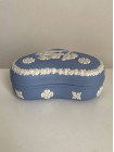 Wedgwood шкатулка в форме сердца, винтажная, коллекционная, бисквитный фарфор, джаспер, голубой Jasper