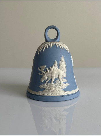 Wedgwood колокольчик New Year 1981, новогодний, винтажный, коллекционный, бисквитный фарфор, джаспер