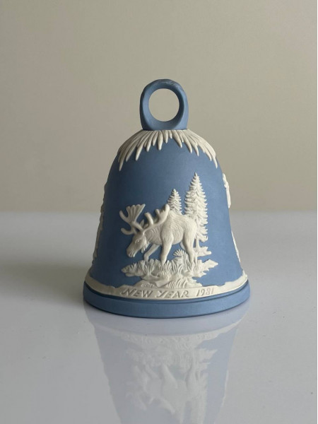 Wedgwood колокольчик New Year 1981, новогодний, винтажный, коллекционный, бисквитный фарфор, джаспер