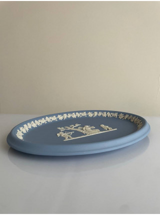 Wedgwood панно, поднос, тарелка, винтажная, коллекционная, джаспер, бисквитный фарфор, голубой Jasper