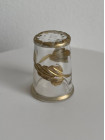 Винтажный коллекционный наперсток Glass and Golden Leaves из стекла с изображением золотых листьев