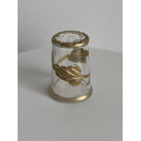 Винтажный коллекционный наперсток Glass and Golden Leaves из стекла с изображением золотых листьев