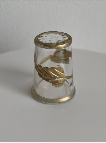 Винтажный коллекционный наперсток Glass and Golden Leaves из стекла с изображением золотых листьев