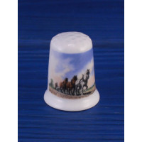 Crown Staffordshire наперсток Plough and Horses, винтажный, коллекционный, фарфоровый, Thimble Collectors Club