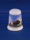 Crown Staffordshire наперсток Plough and Horses, винтажный, коллекционный, фарфоровый, Thimble Collectors Club