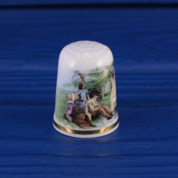 Victoria China наперсток Family Picnic, Thimble Collectors Club, винтажный, коллекционный в оригинальной коробочке с брошюрой