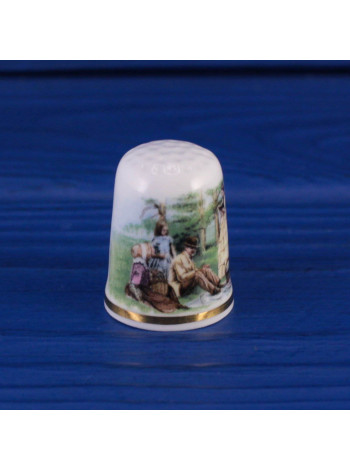 Victoria China наперсток Family Picnic, Thimble Collectors Club, винтажный, коллекционный в оригинальной коробочке с брошюрой