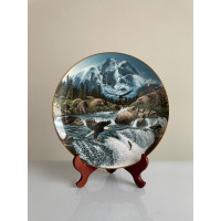 Декоративная винтажная тарелка Whitewater Falls из коллекционной серии Spirits of the Wild Cats Around the World от Danbury Mint