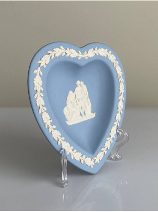 Wedgwood тарелка Червы, Черви, карточные масти, Веджвуд, винтажная, коллекционная, джаспер, бисквитный фарфор, голубой Jasper