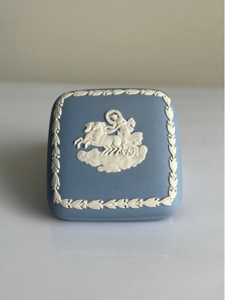 Wedgwood шкатулка, винтажная, коллекционная, бисквитный фарфор, джаспер, голубой Jasper