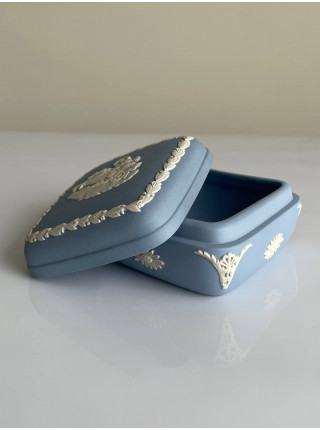 Wedgwood шкатулка, винтажная, коллекционная, бисквитный фарфор, джаспер, голубой Jasper