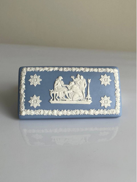 Wedgwood шкатулка прямоугольная, винтажная, коллекционная, бисквитный фарфор, джаспер, 1962 год