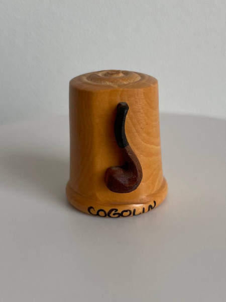 Винтажный коллекционный наперсток из дерева Cogolin с объемной фигуркой курительной трубки