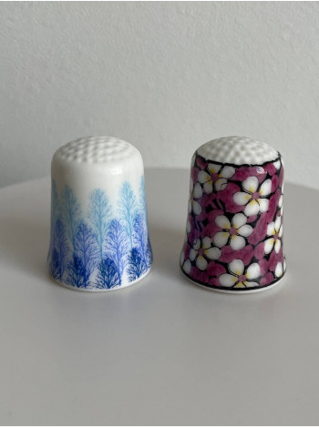 Пара винтажных коллекционных наперстков Japanese Porcelain: Silver Forest и South Seas