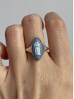 Редкое винтажное серебряное кольцо необычной формы от Wedgwood голубой Jasper