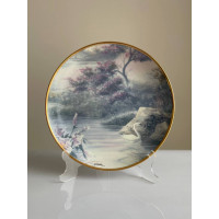 Franklin Mint тарелка Solitary Swan, винтажная, коллекционная, фарфоровая
