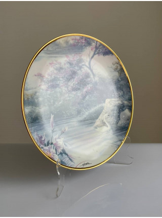 Franklin Mint тарелка Solitary Swan, винтажная, коллекционная, фарфоровая