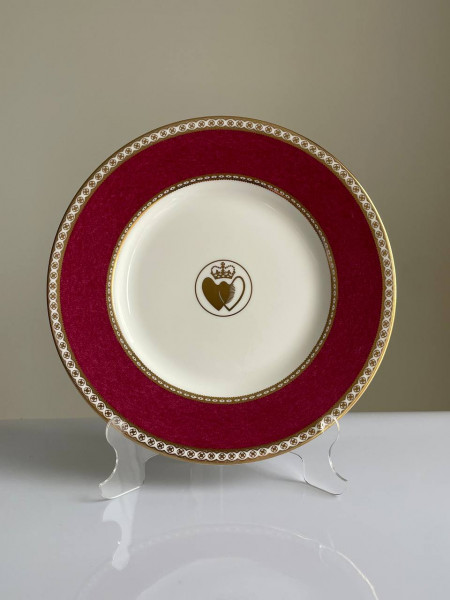 Wedgwood тарелка Ulander Powder Ruby, винтажная, фарфоровая, коллекционная