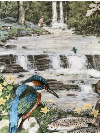 Franklin Mint тарелка Woodland Falls, винтажная, коллекционная, фарфоровая