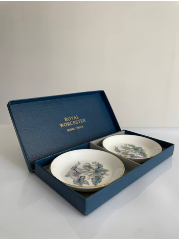 Royal Worcester комплект из двух блюдец Woodland, блюдце винтажное, фарфоровое, коллекционное