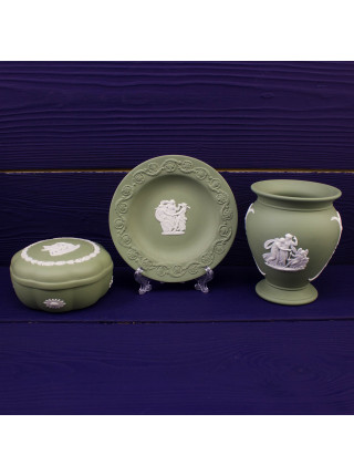 Шкатулка Wedgwood круглая зелёный Jasper