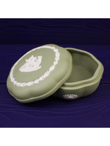 Шкатулка Wedgwood круглая зелёный Jasper